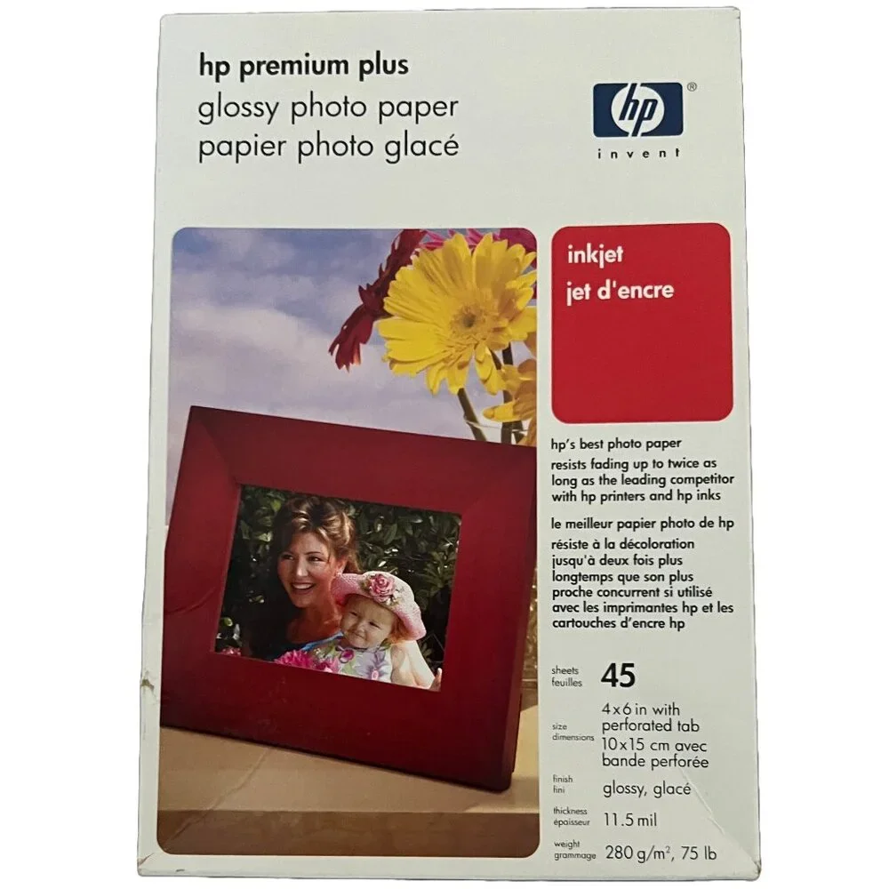Genuine HP Premium Plus 4x6 Photo Paper Glossy 4” X 6” 45 Sheets New